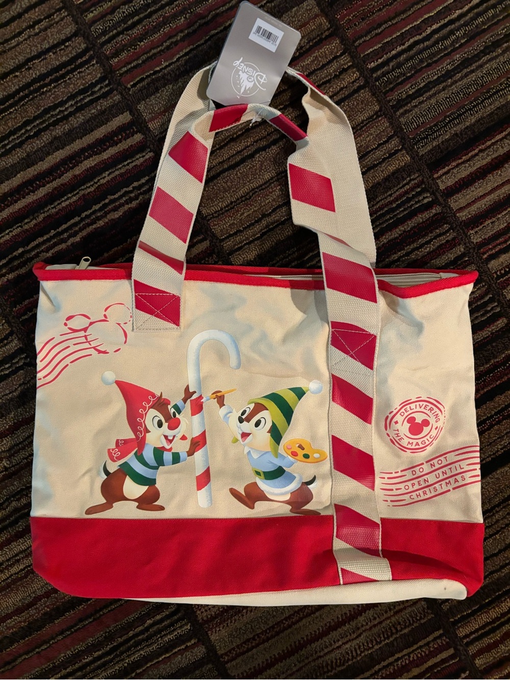 Disney Canvas Christmas Holiday Tote bag chip n dale